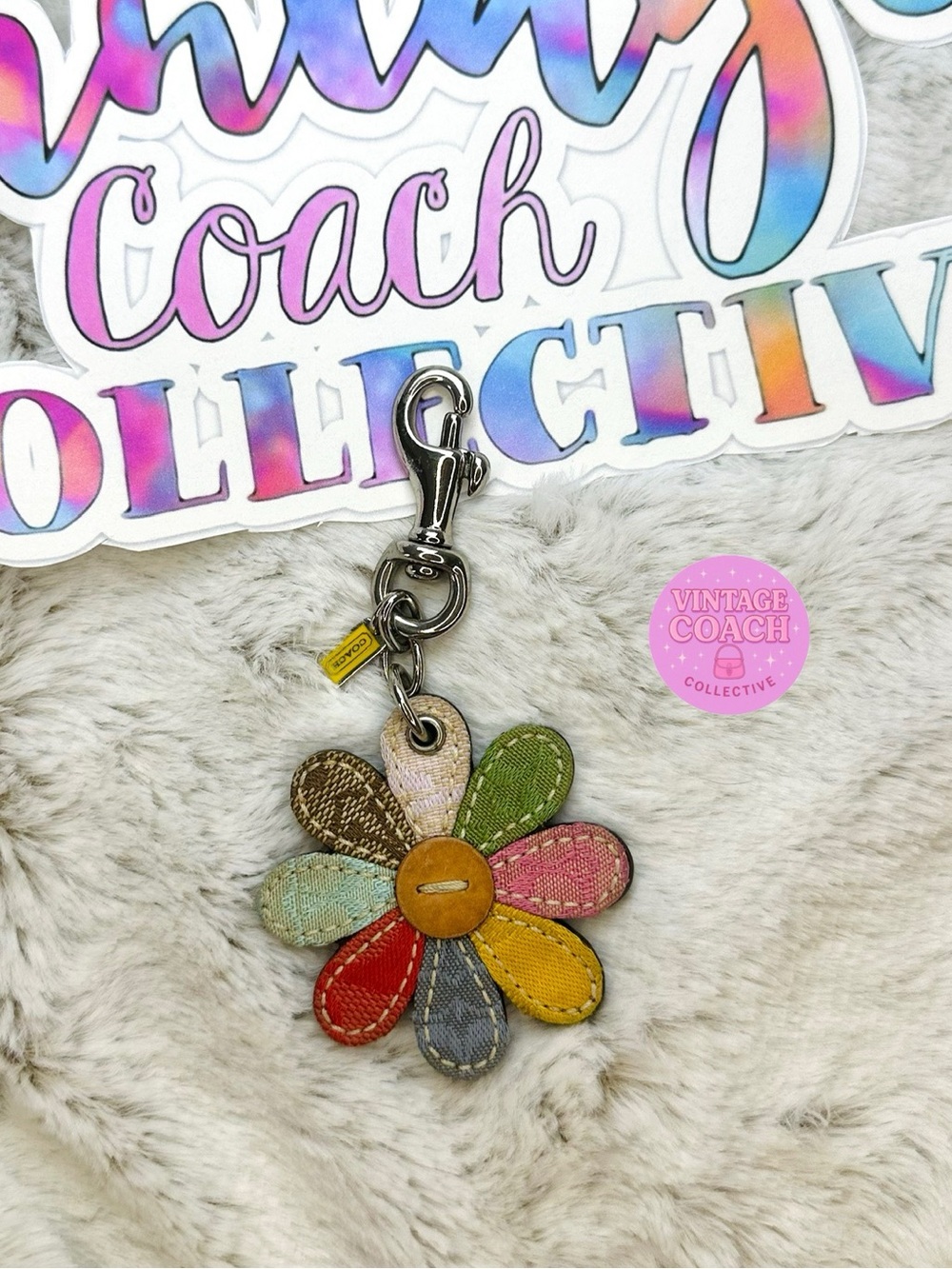 Coach patchwork flower daisy charm
